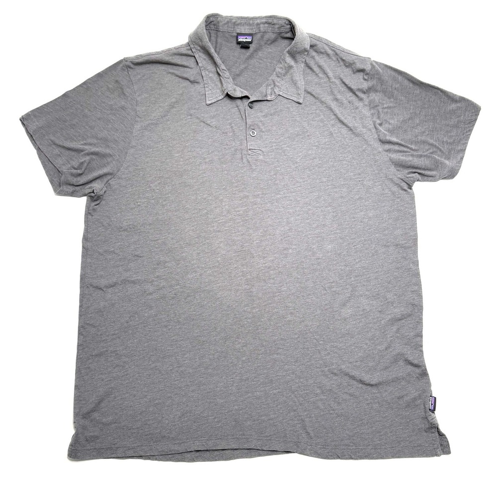 Patagonia Polo Shirt Organic Cotton Gray Mens‎ 2XL XXL Short Sleeve Regular Fit